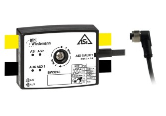 BW3246 Passive Distributor ASi/AUX to 1 x M12 cable socket, angled, 5 poles, depth 19 mm, IP67
