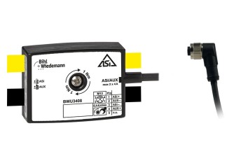 BWU3408 Passive Distributor ASi/AUX to 1 x M12 cable socket, angled, 5 poles, depth 19 mm, IP67