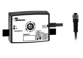 BW3513 Passive Distributor AUX to 1 x M12 power cable socket, straight, T-coded, 4 poles, depth 19 mm, IP67