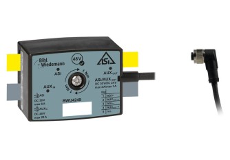 BWU4249 Voltage converter 48 V/24 V, 1 A, ASi/AUX 48 V profile cables to 1 x M12 cable socket, angled, 5 poles (ASi/AUX 24 V), 35 mm, IP67
