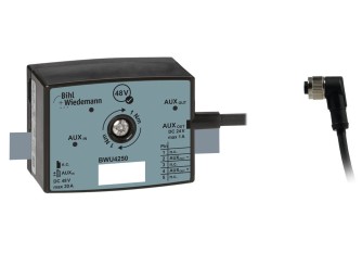 BWU4250 Voltage converter 48 V/24 V, 1 A, AUX 48 V profile cable to 1 x M12 cable socket, angled, 5 poles (AUX 24 V), 35 mm, IP67
