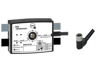 BWU4750 Passive Distributor AUX to 1 x M12 power cable sockets, angled, L coded, 4 poles, depth 25 mm, IP67